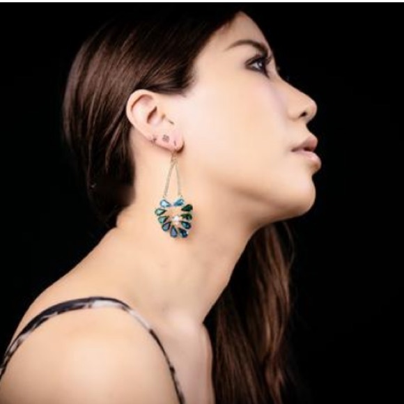 Blue Tears Chandelier Statement Earrings - Picture 2 of 2